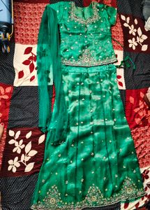 Green &amp; Gold Embellished Indian Dress