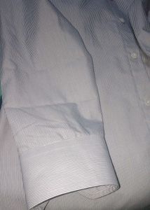 White Vertical Striped Shirt Casual + Formal