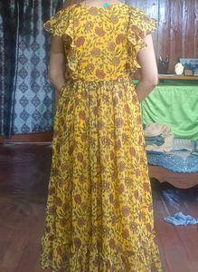 Vintage mustard yellow midi dress