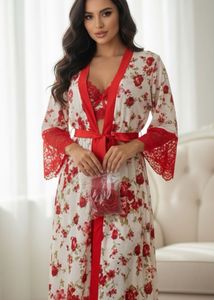 Floral Print Robe & Lingerie Set