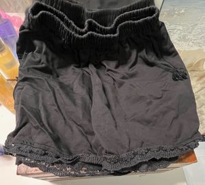Black Lace Trim Shorts