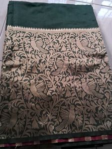 New elegant Dark Green Saree with Bird Motifs