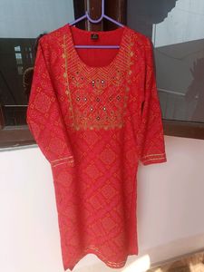 White And Red Kurti  Sharara Set