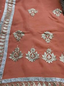 Elegant Embroidered Orange Saree
