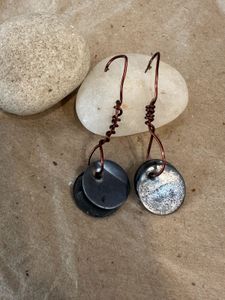 Handmade Copper & Metal Disc Earrings