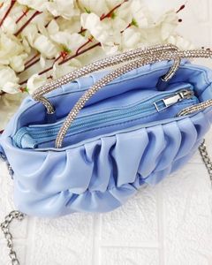 Baby Blue Ruched Chain sling Bag