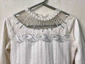 Elegant White Embellished Top