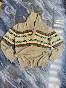 American Eagle Men's Grey Fair Isle Sweater
