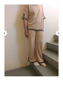 Comfortable Beige Two-Piece Set