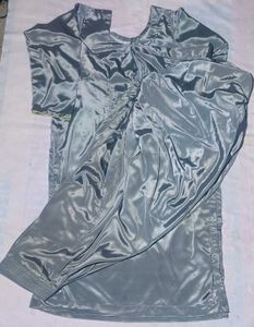 Pathani suit silky soft shining Elegant Grey Satin