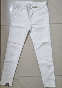 White Distressed Hem Jeans