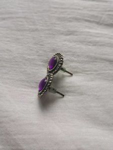 Desi Purple Round Oxidized Studs