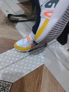 Kids White &amp; Yellow Sneakers in offer sale price