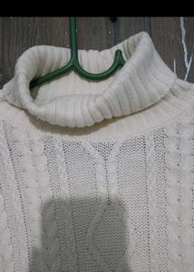 Cream Cable Knit Turtleneck Sweater