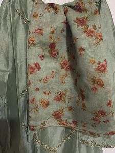 Elegant Sage Green Embroidered Kurta with floral d