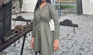 Chic Olive Green Shirt Dress