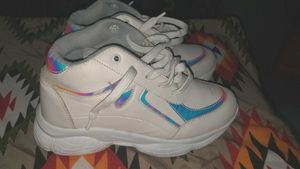 Cream Chunky Sneakers with Iridescent Accents