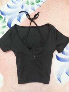 Black Cropped Halter Neck top