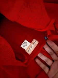 Elegant Red Strapless Midi Dress