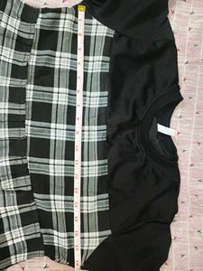 Black &amp; White Plaid Tiered Dress