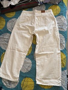 Wide Leg Cream Jeans