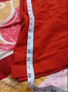 Red Saree with Frayed Detail
