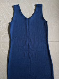 Navy Blue V-Neck Ribbed Dress 💙