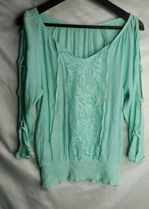 Boho Cold Shoulder Lace Insert Top