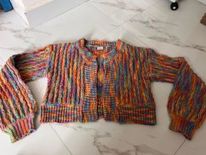 multicoloured cardigan sweater