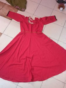 Vibrant Red Anarkali Style Gown