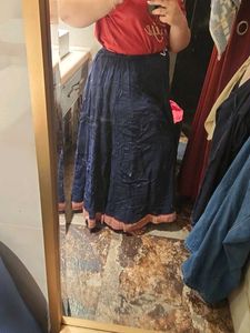 Navy Blue Ethnic Skirt with Embellished Border