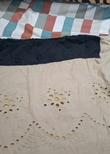 Embroidered Beige Cotton Kurta