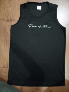 Men's Black Sleeveless 'Peace of Mind' T-Shirt