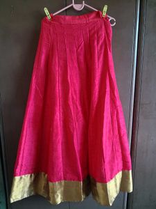 Elegant Gold &amp; Pink Anarkali Gown