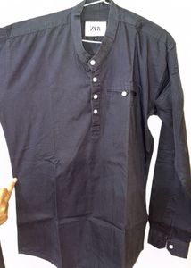Zara Navy Blue Henley Shirt