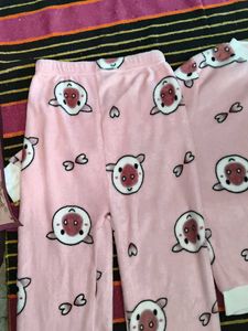 Cute Pink Pajama Set with Cartoon Print