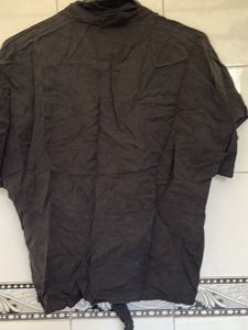 Black Tie-Front Short-Sleeve Top