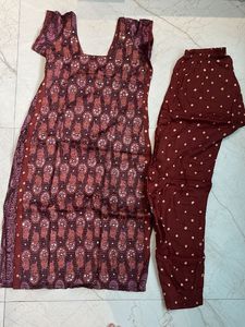Maroon mirror work Kurta Set with pants