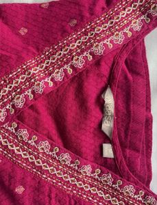 Stylish Magenta Kurta Set with White Polka Dots
