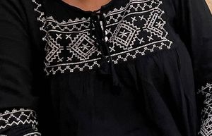 Embroidered Black Casual Kurta