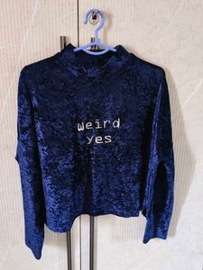 Velvet "Weird Yes" Mock Neck Top
