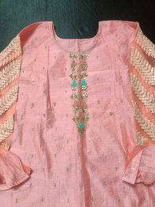 Elegant Pink Kurta with Embellishments