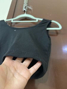 Zara Black Ribbed Crop Tank Top
