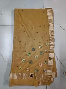 Golden Lehenga Choli with Floral Embellishments