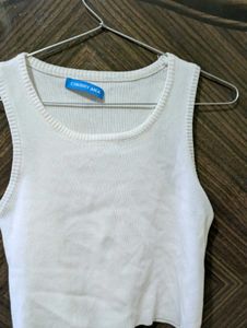 White Ribbed Tank Top