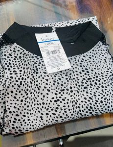 Chic Dalmatian Print Ruffle Sleeve Top