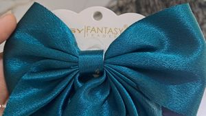 Shiny Teal Bow Hair Clip