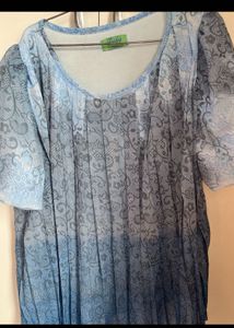 Blue Ombre Pleated Tunic Top