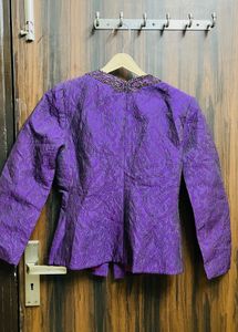 Elegant Purple Embroidered Kurta Jacket