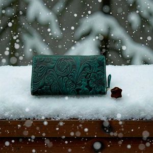 Floral Tooled Leather Wallet